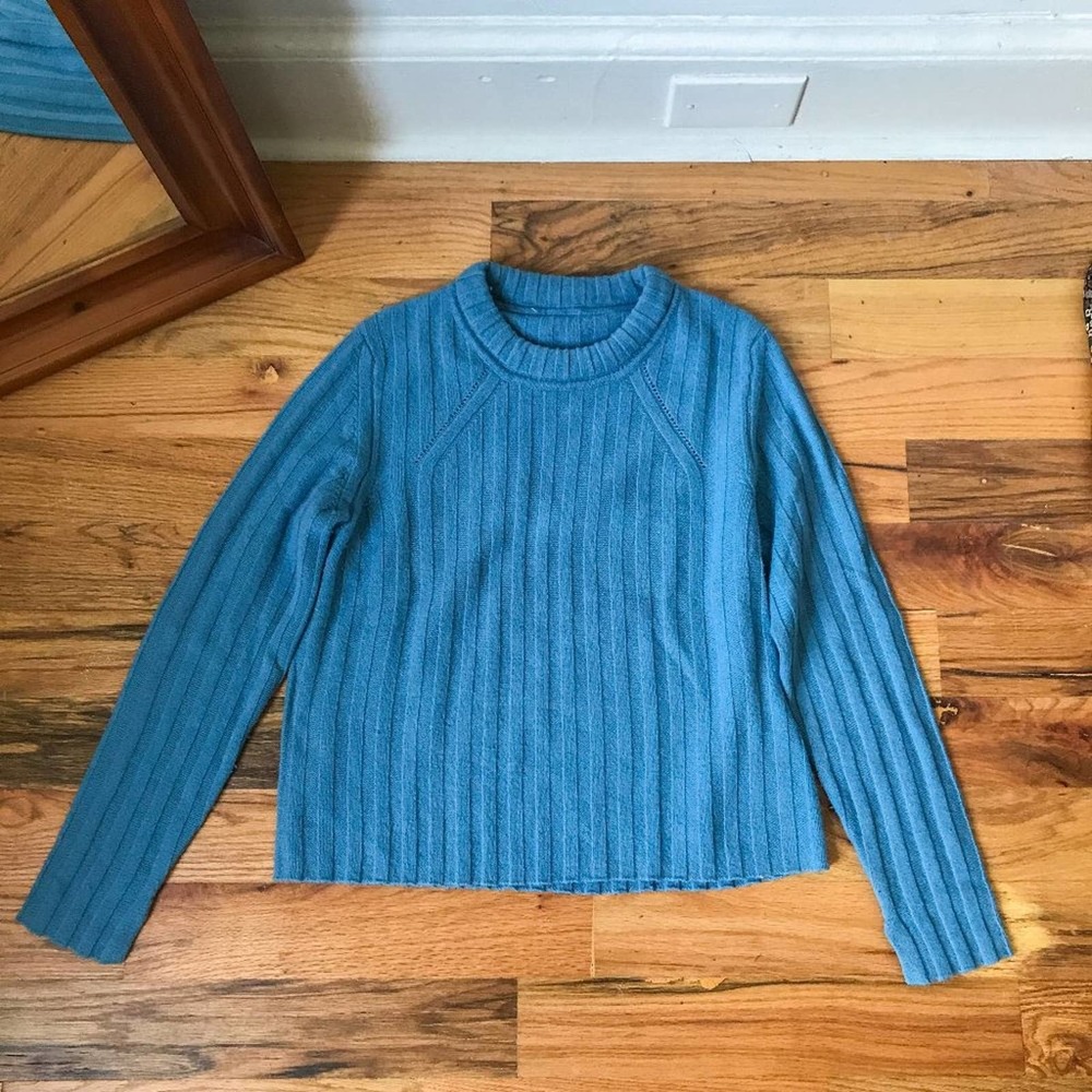 Equipment Alyce Wool Sweater Blue Ribbed Pullover Knit Size wool blend - Picture 2 of 8